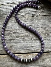 Load image into Gallery viewer, Sterling Silver Charoite W Pearls Bead Necklace. 18 Inch