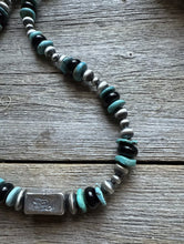 Load image into Gallery viewer, Sterling Silver Onyx Turquoise W Pearls Kokopelli Bead Necklace 18 Inch