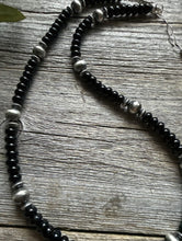 Load image into Gallery viewer, Sterling Silver Black Onyx W Pearls Bead Necklace. 18 inch. Gift