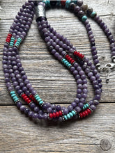 Load image into Gallery viewer, Sterling Silver Multi Strand Stone Purple Pearls Bead Necklace. 30 inch