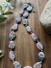 Load image into Gallery viewer, Sterling Silver Rhodochrosite Pearls Bead Necklace. 18 inch. Gift