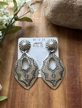 Load image into Gallery viewer, Navajo Sterling Silver Stamped Leaf Earrings. VJP Vincent