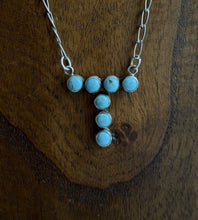 Load image into Gallery viewer, Navajo Sterling Silver Turquoise Alphabet T Chain Necklace KY