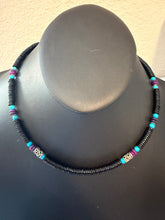 Load image into Gallery viewer, Sterling silver black onyx turquoise necklace 18 inch