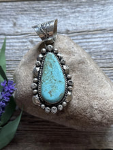 Load image into Gallery viewer, Navajo Native American Sterling Silver Turquoise Handmade Pendant R Yazzie Gift