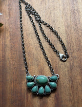 Load image into Gallery viewer, Navajo Sterling Silver Turquoise Cluster Chain Necklace Marcella James