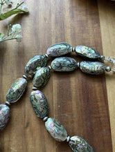 Load image into Gallery viewer, Sterling Silver Black Abalone Shell Flat Saucer Bead Necklace. 24 inch