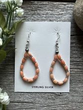 Load image into Gallery viewer, Southwestern 925 Sterling Silver Pink Coral Pearls Bead Earrings. 2 Inch