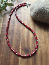 Load image into Gallery viewer, Southwestern Sterling Silver Red Coral W Pearls Bead Necklace 18 inch Gift