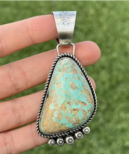Navajo Sterling Silver Royston Turquoise Pendant. RY Gift