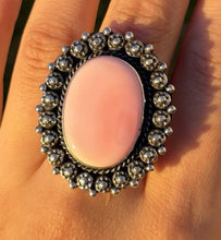 Load image into Gallery viewer, Navajo Handmade Sterling Silver Pink Conch Adjustable Ring Etta Enditto Gift