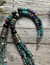 Load image into Gallery viewer, Tommy Rosita Singer T R Sterling Silver Multi Strand Turquoise Bead Necklace 30”
