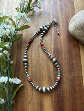 Load image into Gallery viewer, Sterling Silver Multi Stone Pearls 4mm-10mm Choker Bead Necklace 18 inch