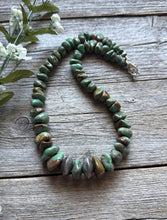 Load image into Gallery viewer, Sterling Silver Green Graduated Turquoise Nuggets Bead Necklace 18 inch