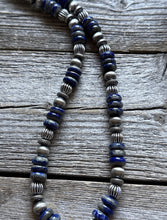 Load image into Gallery viewer, Southwestern 925 Sterling Silver Lapis Pearls Bead Necklace 18 Inch