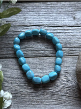 Load image into Gallery viewer, Blue Turquoise Nuggets 7 Inch Stretch Elastic Stretchy Bead Bracelet Gift