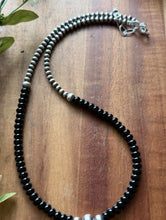Load image into Gallery viewer, Sterling Silver Black Onyx W Multi Bead Pearls Necklace. 18 Inch. Gift