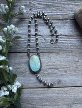 Load image into Gallery viewer, Navajo 925 Sterling Silver Royston Turquoise Pendant Rosary Necklace. 20 Inch KY