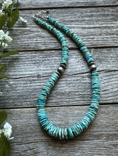 Load image into Gallery viewer, Southwestern Sterling Silver Blue Turquoise Bead Necklace. 18 inch