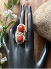 Load image into Gallery viewer, Native American Sterling Silver Coral Ring. Size 8. Jackson