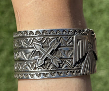 Load image into Gallery viewer, Tsosie White TO Sterling Silver Thunderbird Cuff Bracelet Navajo Gift