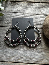 Load image into Gallery viewer, Southwestern Sterling Silver Purple Spiny Oyster Pearls Double Loop Earrings