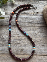 Load image into Gallery viewer, Purple Spiny Oyster Multi Stone Color Sterling Silver Bead Necklace 18 inch Gift