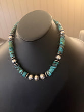 Load image into Gallery viewer, Sterling silver turquoise necklace 18 inch