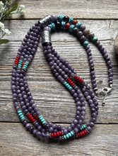 Load image into Gallery viewer, Sterling Silver Multi Strand Stone Purple Pearls Bead Necklace. 30 inch