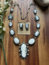 Load image into Gallery viewer, Navajo Sterling Silver White Buffalo Turquoise Lariat Necklace Set Mary Ellen