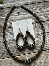 Load image into Gallery viewer, Sterling Silver Tigers Eye Bead Necklace W Earrings Set. Gift 18 Inch