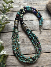 Load image into Gallery viewer, Tommy Rosita Singer T R Sterling Silver Multi Strand Turquoise Bead Necklace 30”