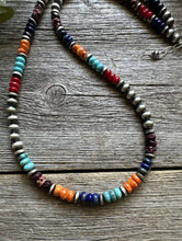 Load image into Gallery viewer, Southwestern 925 Sterling Silver Multi Stone W Pearls Bead Necklace 22 Inch Gift