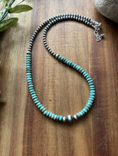 Load image into Gallery viewer, Sterling Silver Blue Turquoise W Multi Bead Pearls Necklace. 18 Inch. Gift