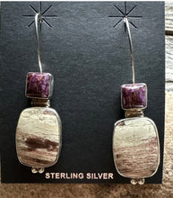 Load image into Gallery viewer, Navajo Sterling Silver Purple Spiny Oyster Multi Stone Handmade Earrings RS