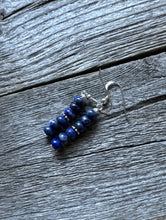 Load image into Gallery viewer, Southwestern 925 Sterling Silver Blue Lapis Bead Earrings 1 Inch