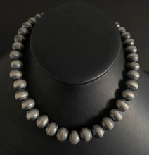 Load image into Gallery viewer, 12mm 14 Inch 925 Sterling Silver Oxidized Pearls Bead Necklace Southwestern