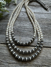 Load image into Gallery viewer, Sterling Silver Freshwater Pearls Multi Strand Layered Bead Necklace. 26-30 Inch