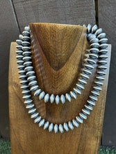 Load image into Gallery viewer, Southwestern Sterling Silver 14mm Flat Saucer Pearls Bead Necklace 34 Inch