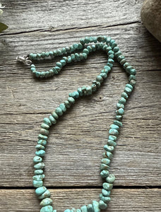 Sterling Silver Number 8 Turquoise Nuggets Bead Necklace Strand. 18 inch