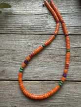 Load image into Gallery viewer, Sterling Silver Orange Bamboo Coral Multi Stone Bead Necklace. 18 Inch Gift