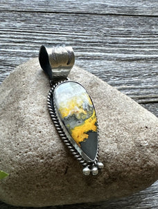 Native American Sterling Silver Yellow Bumblebee Jasper Pendant Tillie Jon Gift