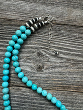 Load image into Gallery viewer, Sterling silver turquoise bead necklace 18 inch