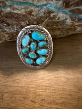 Load image into Gallery viewer, Navajo sterling silver sonoran turquoise ring adjustable