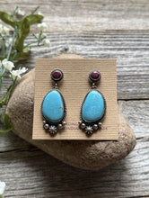 Load image into Gallery viewer, Navajo Sterling Silver Turquoise Purple Spiny Oyster Earrings LY