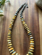 Load image into Gallery viewer, Sterling Silver Graduated Bumblebee Jasper Pearls Bead Necklace 18 inch