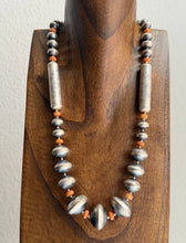 Load image into Gallery viewer, Sterling Silver Graduated Spiny Oyster Saucer Pearls Bead Necklace Earrings Set