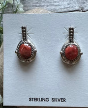 Load image into Gallery viewer, Navajo 925 Sterling Silver Red Spiny Oyster Handmade Earrings