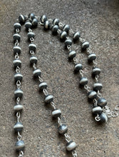 Load image into Gallery viewer, Sterling Silver 10mm Pearls Rosary Bead Necklace. 20 Inch.