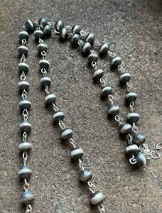 Sterling Silver 10mm Pearls Rosary Bead Necklace. 20 Inch.